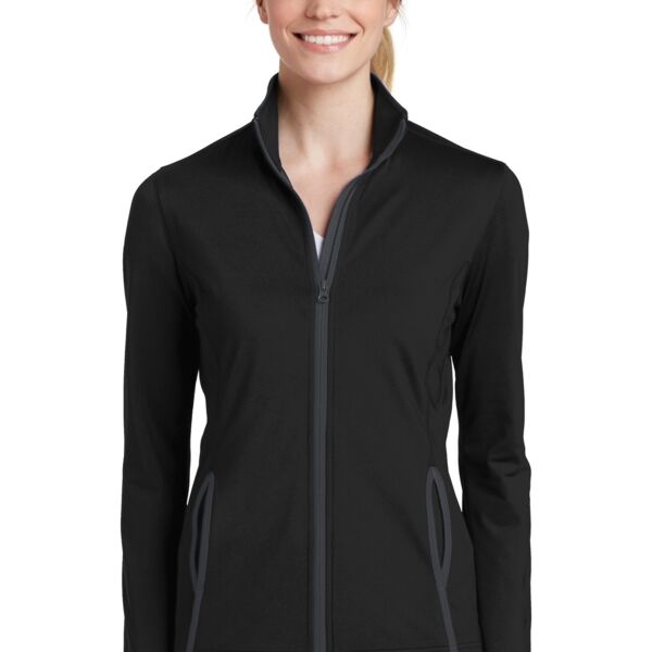 ++Ladies Sport Wick ® Stretch Contrast Full Zip Jacket Thumbnail